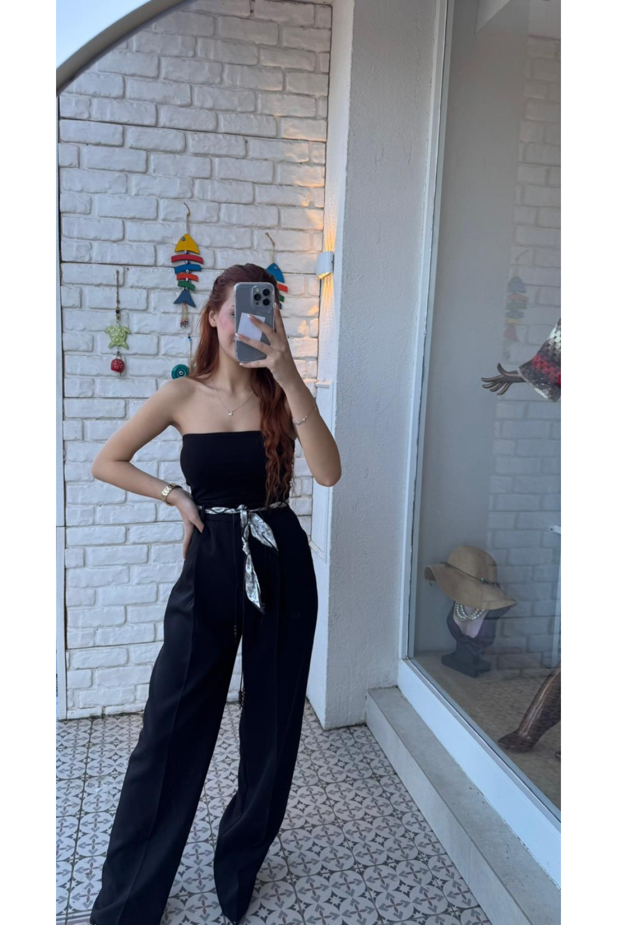 FULAR DETAYLI YÜKSEK BEL PANTOLON